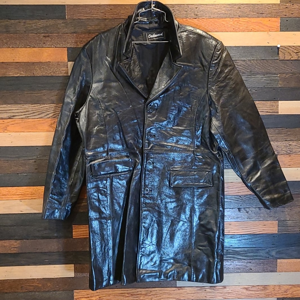 VINTAGEW OAKWOOD LEATHER BLACK JACKET